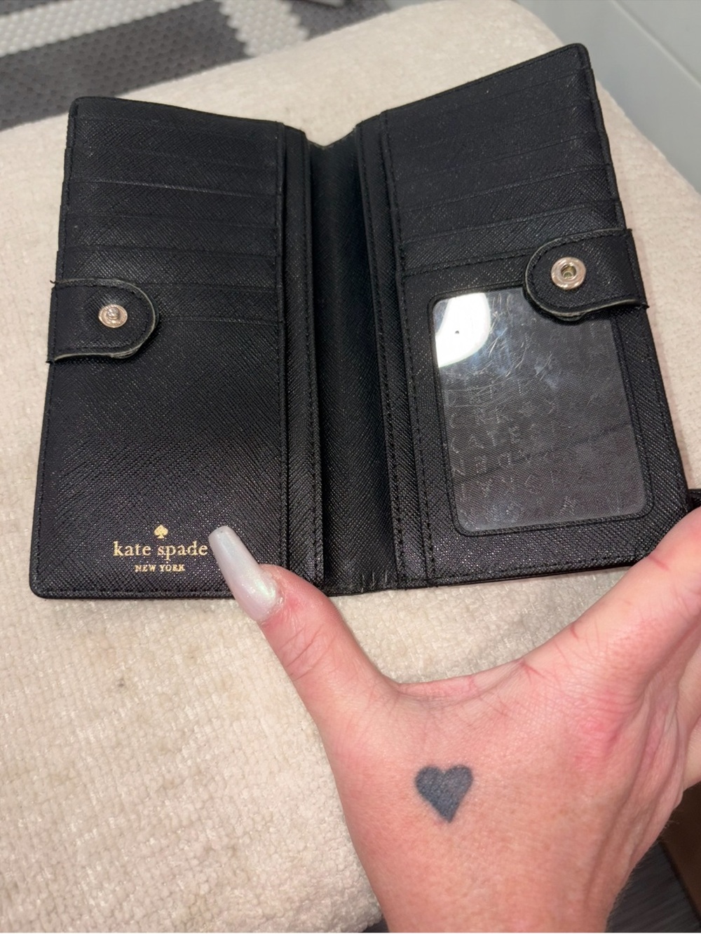 Kate Spade New York Black Saffiano Leather Checkbook / Large Wallet